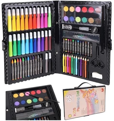 Trusa pictura si desen 86 piese, valiza depozitare, creioane colorate, carioci, acuarele - imagine 15